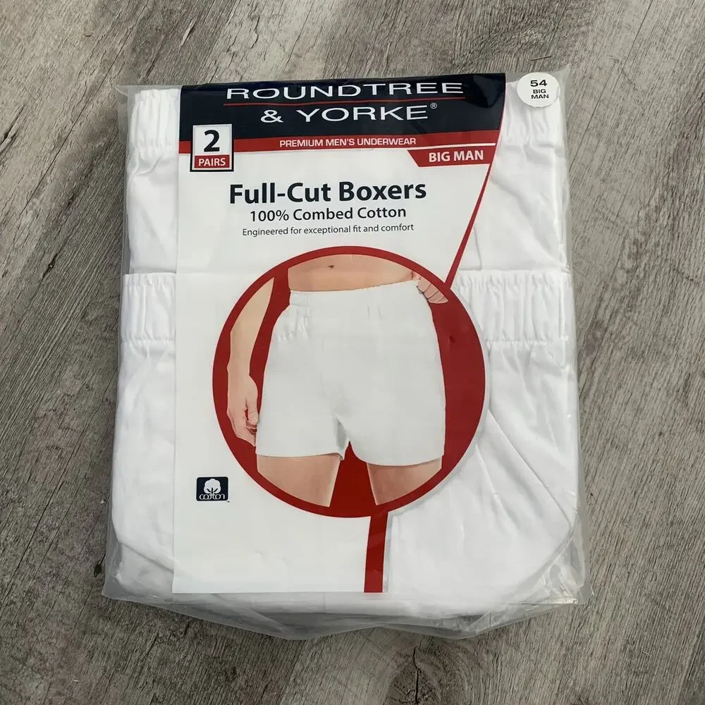LOT of 2 Roundtree & Yorke Boxers Big Man Sz 54 Full-Cut 100% Combed Cotton NEW